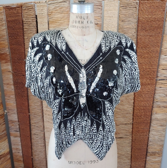 Vintage Tops - ♥️SOLD♥️Vintage Sequins Butterfly Top